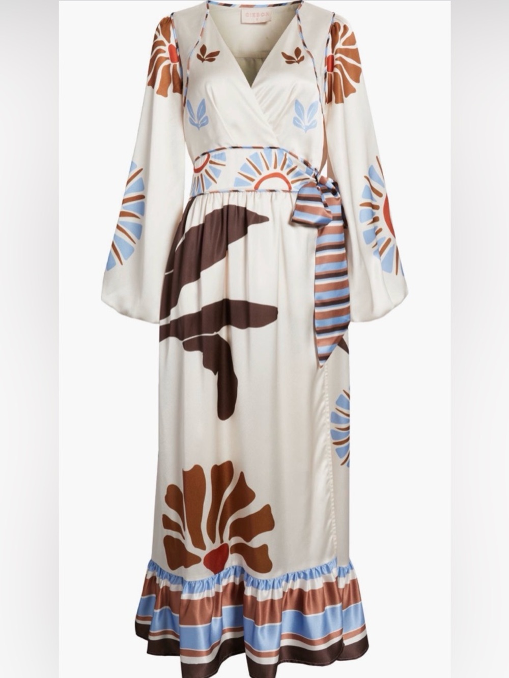 CIEBON
Willow Print Long Sleeve
Satin Maxi Dress